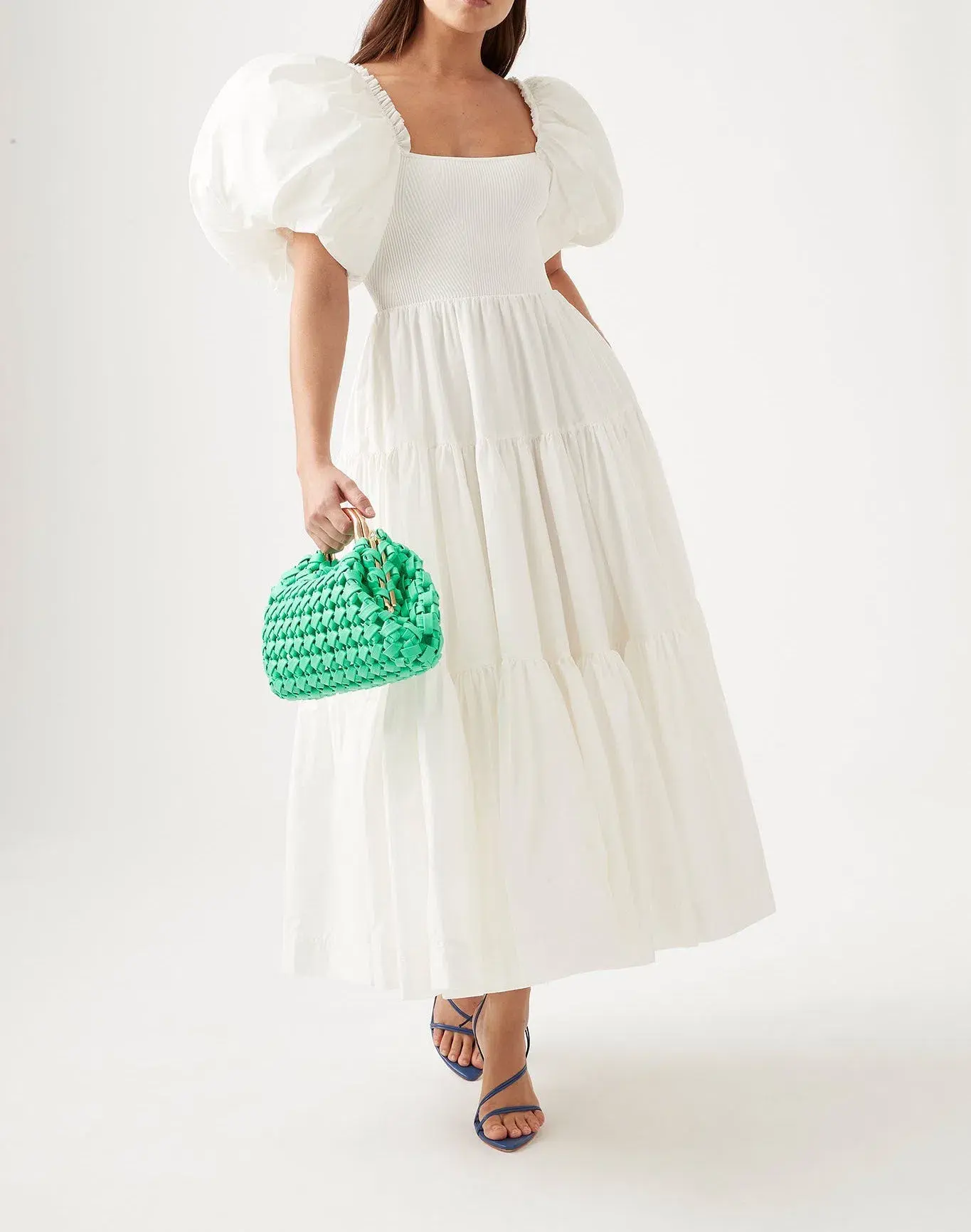Aje Casa Puff Sleeve Midi Dress Ivory Size 16 - Image 1