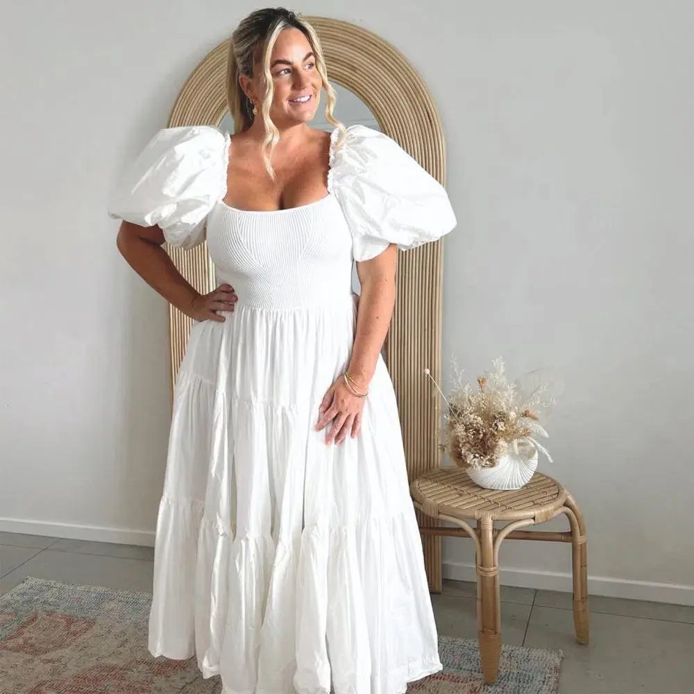 Aje Casa Puff Sleeve Midi Dress Ivory Size 16 - Image 3