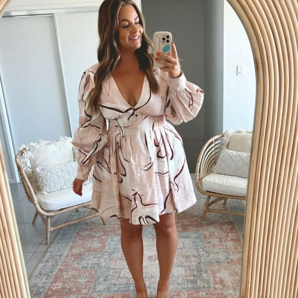 Aje Amelia Plunge Mini Dress Print Size 16 / 2XL - Image 1