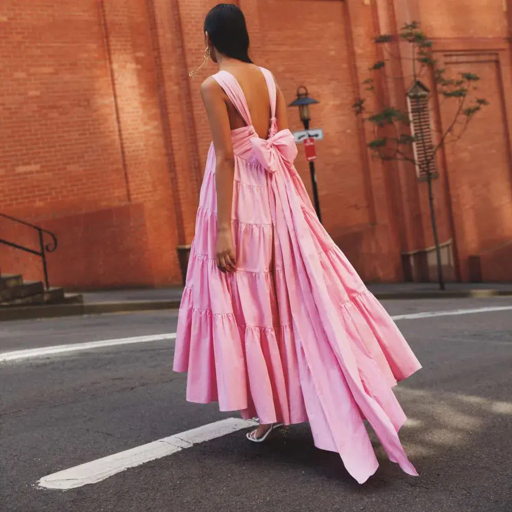 Aje Marguerite Tie Back Maxi Dress Pink Size 16 / XL - Image 3