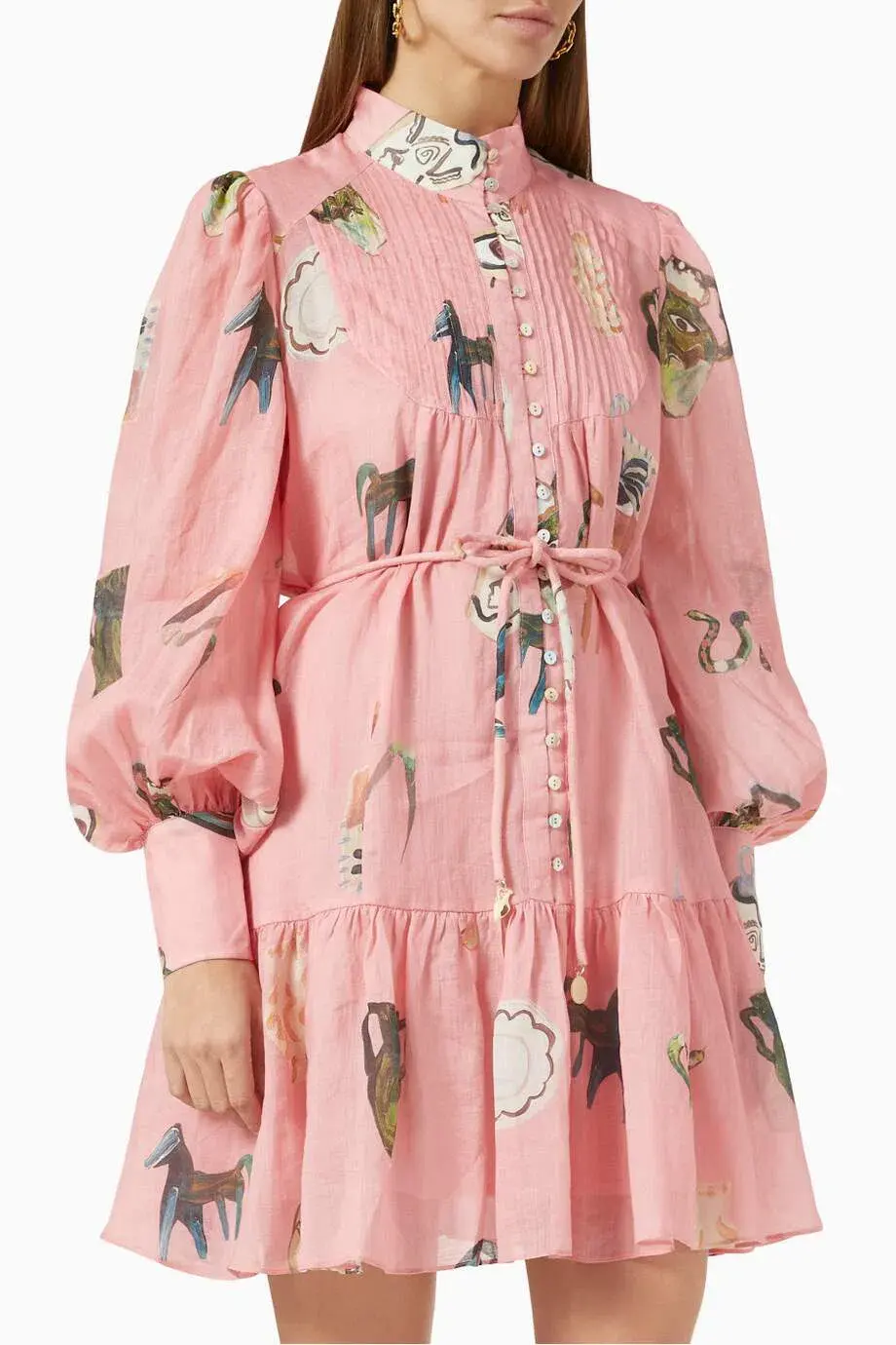Alemais Cleo Smock Mini Dress Pink Size 8 AU for rent on The Volte - main image