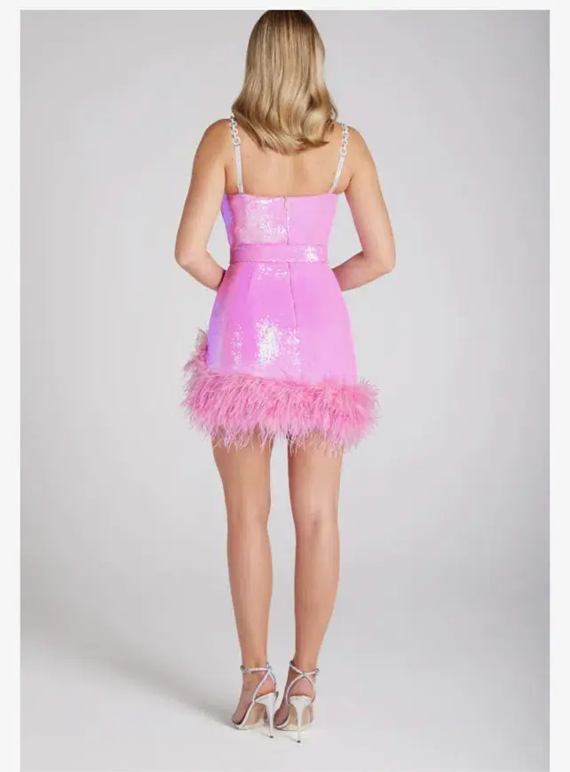 Nadine Merabi  Fifi Mini Dress Pink Size L / Au 12 for rent on The Volte - main image