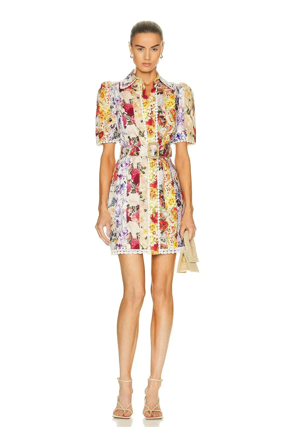 Zimmermann Wonderland Floral Shirt Dress Spliced Stripe Size 2 / Au 12 - Image 1