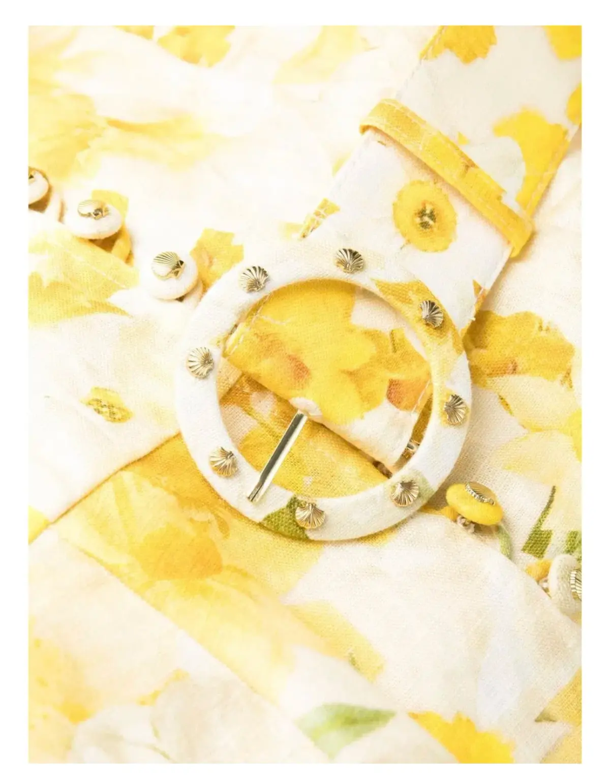 Zimmermann Wonderland Belted Floral-Print Linen Mini Dress in Yellow Size 1/Au 10  - Image 5