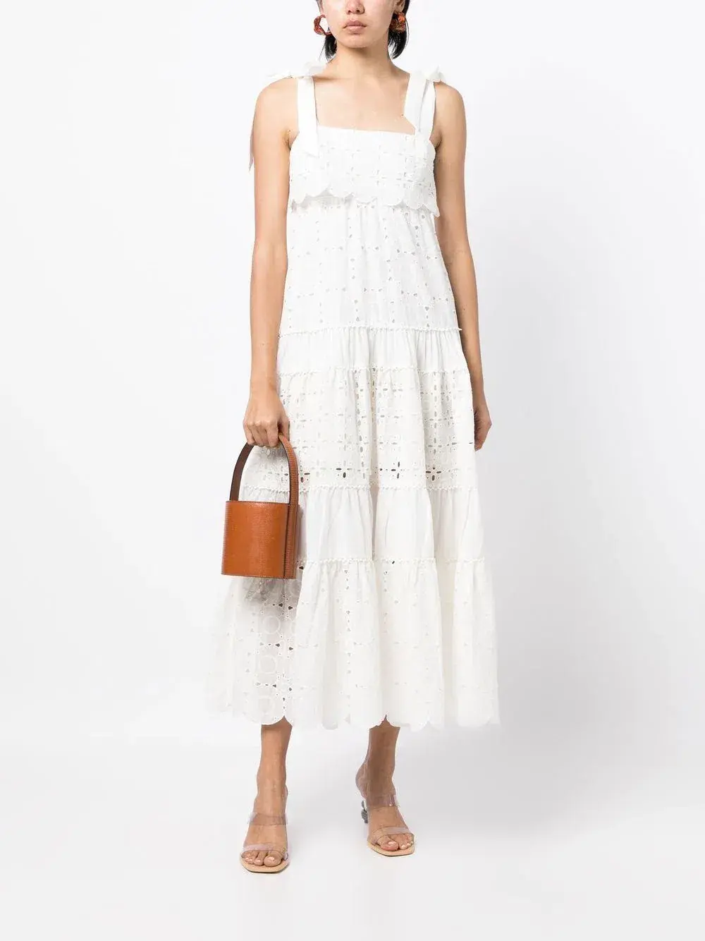 Alemais Evie Panelled Tie Midi Maxi Dress White Size 6 - Image 1