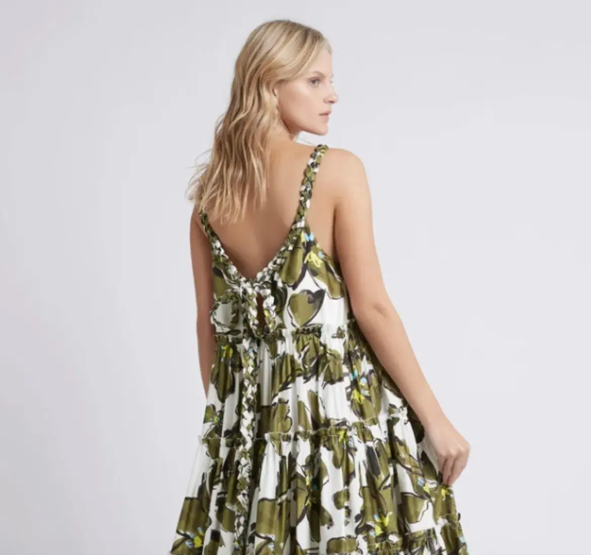 Aje Oasis Olive Leaf Strap Maxi Dress Print Size 10 - Image 2