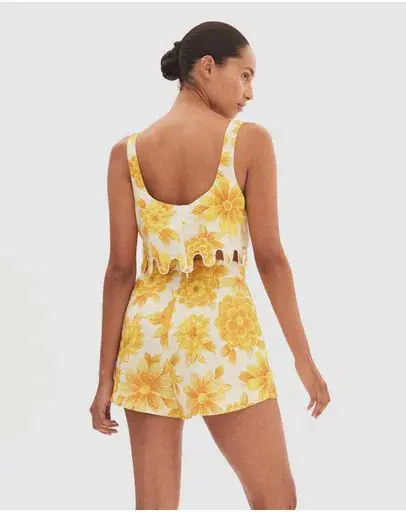 Alemais Sonny Sculpt Crop Top and Shorts Mini Set Floral Lemon Size 8 - Image 4
