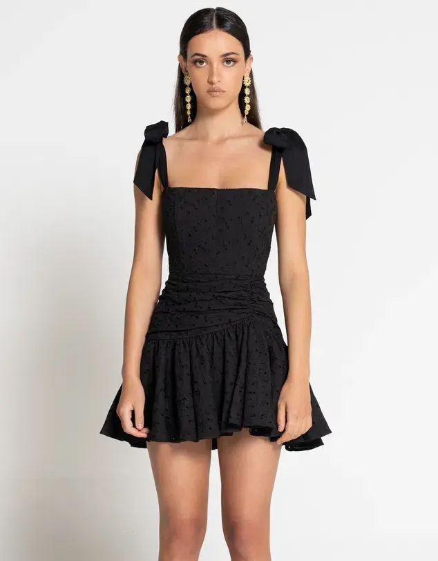 Sofia The Label Daisy Lace Mini Dress Black Size AU 8 - Image 1