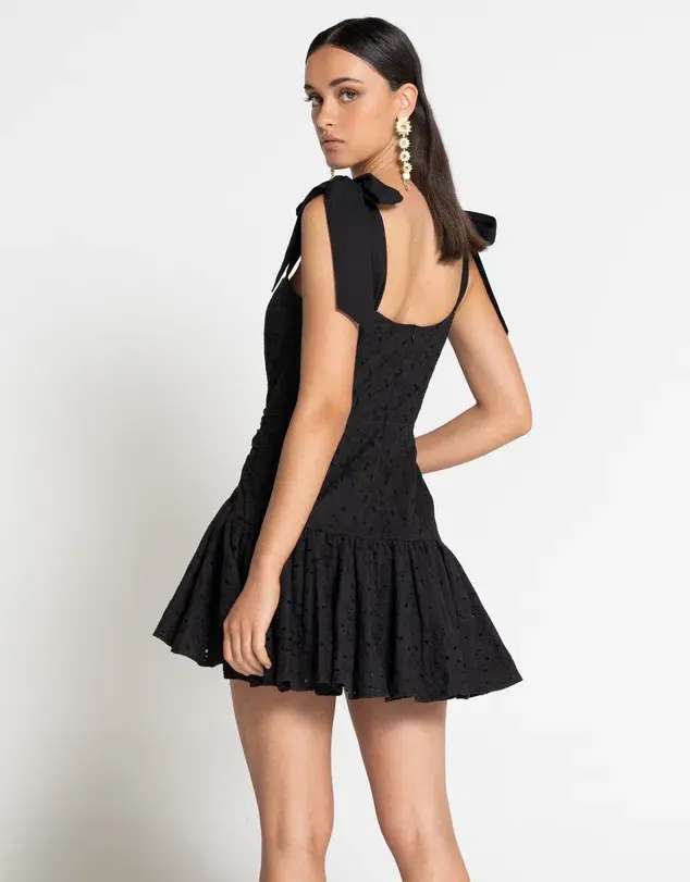 Sofia The Label Daisy Lace Mini Dress Black Size AU 8 - Image 3