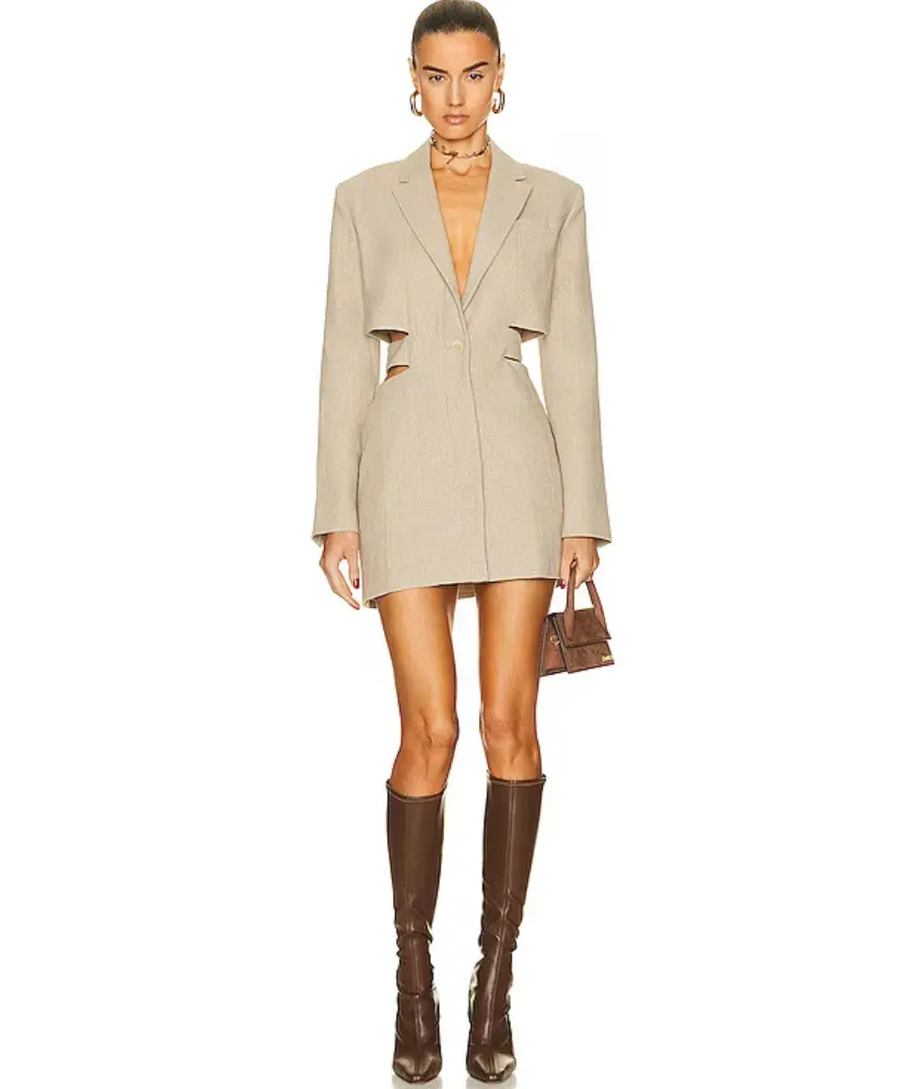 Jacquemus La Robe Bari Blazer Mini Dress Beige Size AU 8 - Image 1