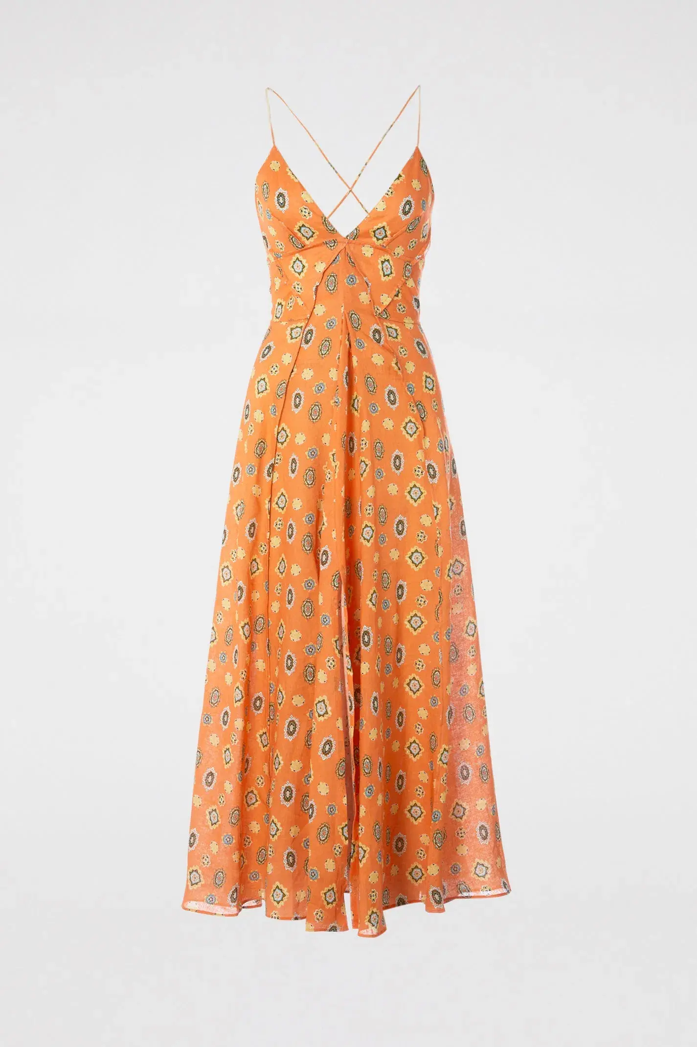 Scanlan Theodore Linen Foulard Strappy Dress Tangerine Size XS/AU 6  - Image 3