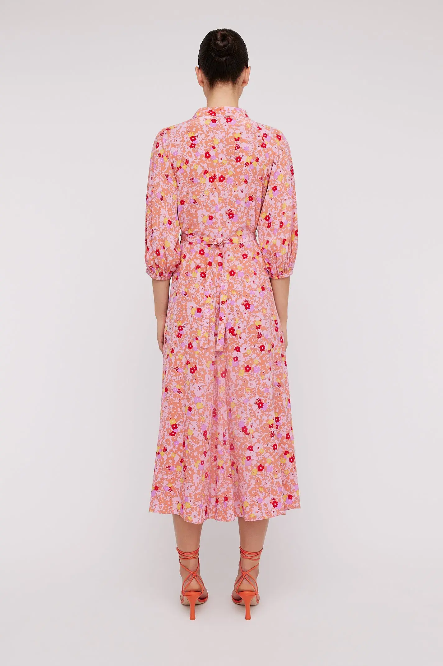 Scanlan Theodore Silk Daisy Floral Dress Peach Size 8 - Image 2