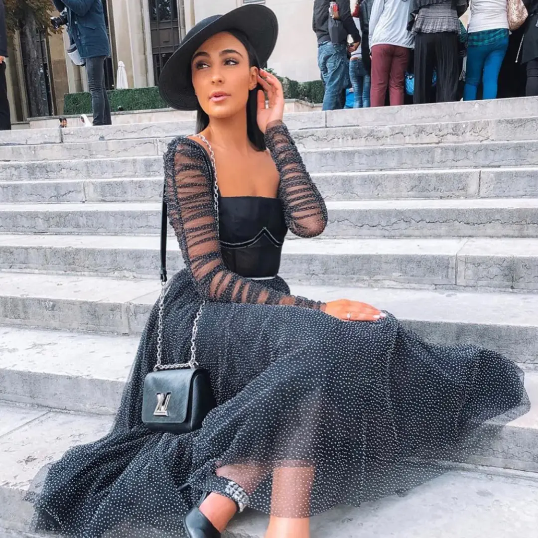 Rachel Gilbert Orlando Gown Black Print Size 8 for rent on The Volte - main image