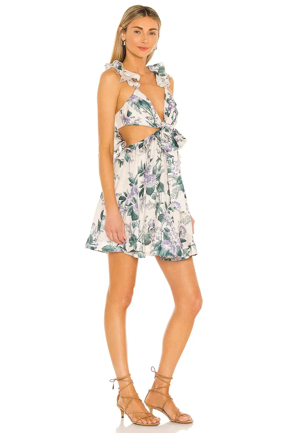 Zimmermann Cassia Ruffle Mini Dress Floral Size 1/Au 10  - Image 3