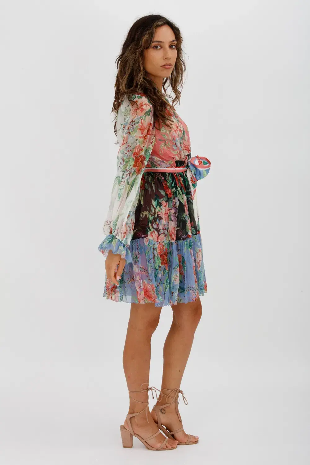 Zimmerman Bellitude Spliced Short Dress Multi Colour Floral Print Size 0/Au 8 - Image 8