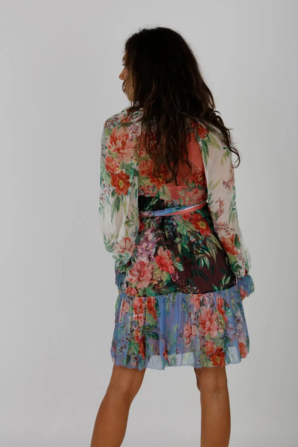 Zimmerman Bellitude Spliced Short Dress Multi Colour Floral Print Size 0/Au 8 for rent on The Volte - main image