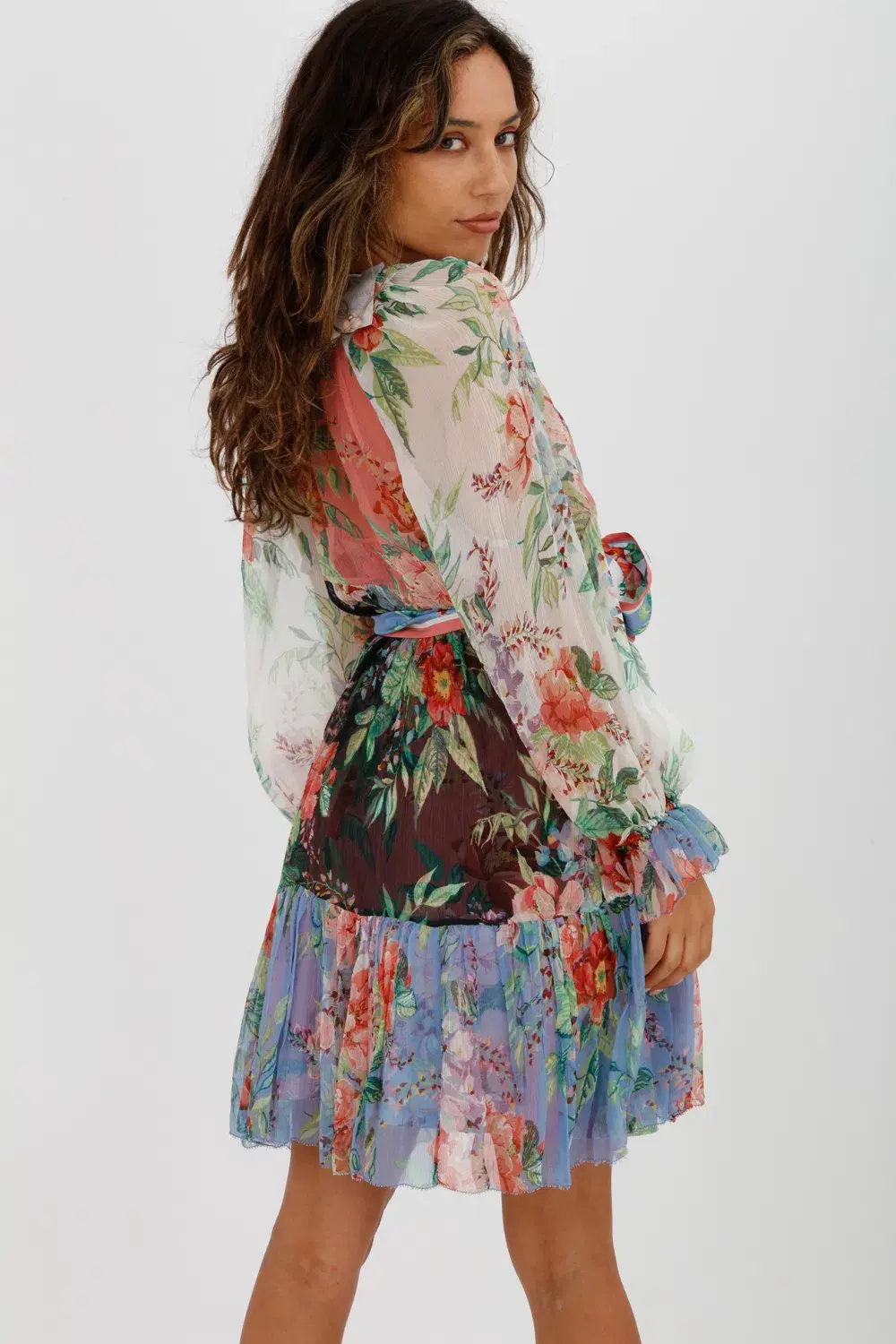 Zimmerman Bellitude Spliced Short Dress Multi Colour Floral Print Size 0/Au 8 - Image 9