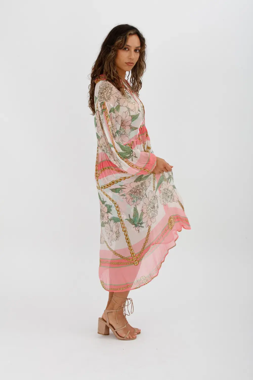 Trelise Cooper Turning Point Dress Pink Floral Print Midi Dress Size M/Au 12 - Image 6