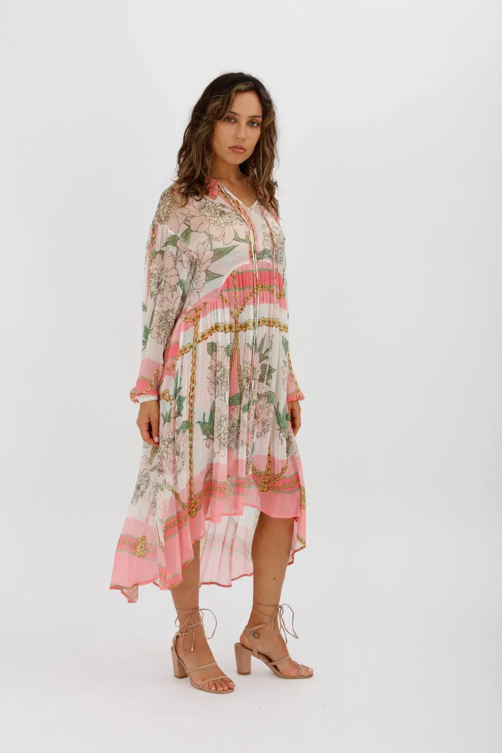 Trelise Cooper Turning Point Dress Pink Floral Print Midi Dress Size M/Au 12 - Image 5