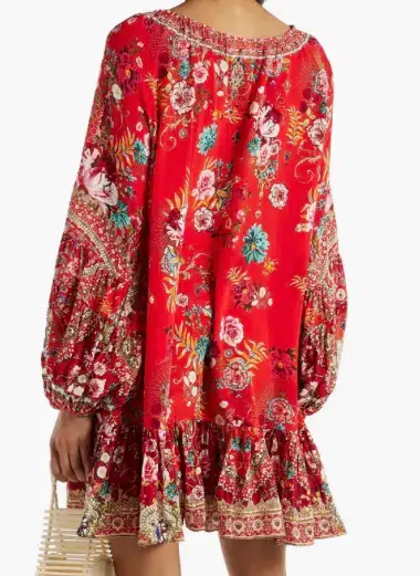 Camilla Frill Dress Red Print Size 18  - Image 2
