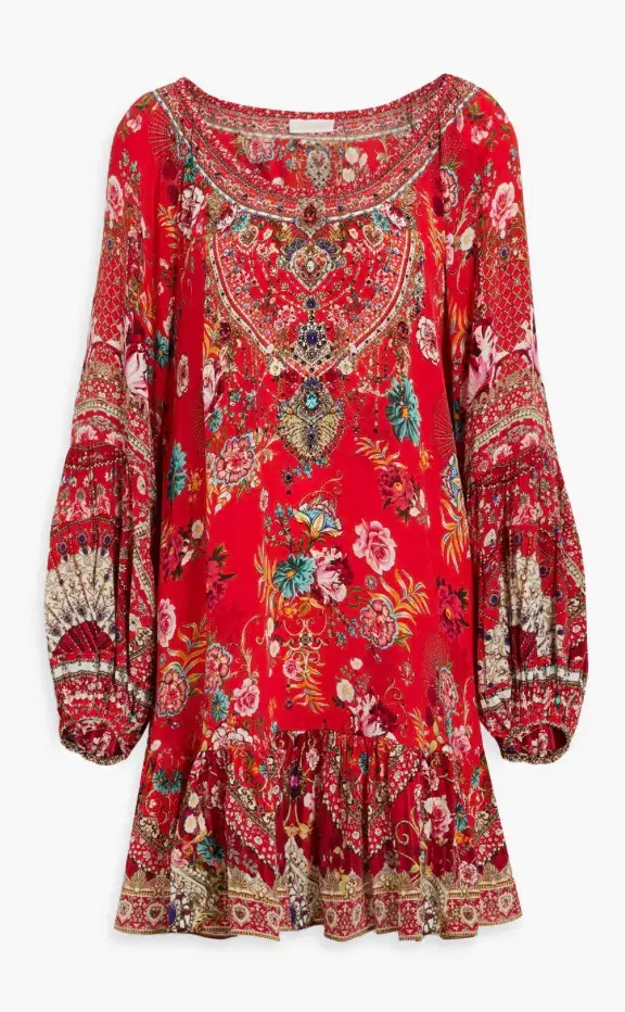 Camilla Frill Dress Red Print Size 18  for rent on The Volte - main image