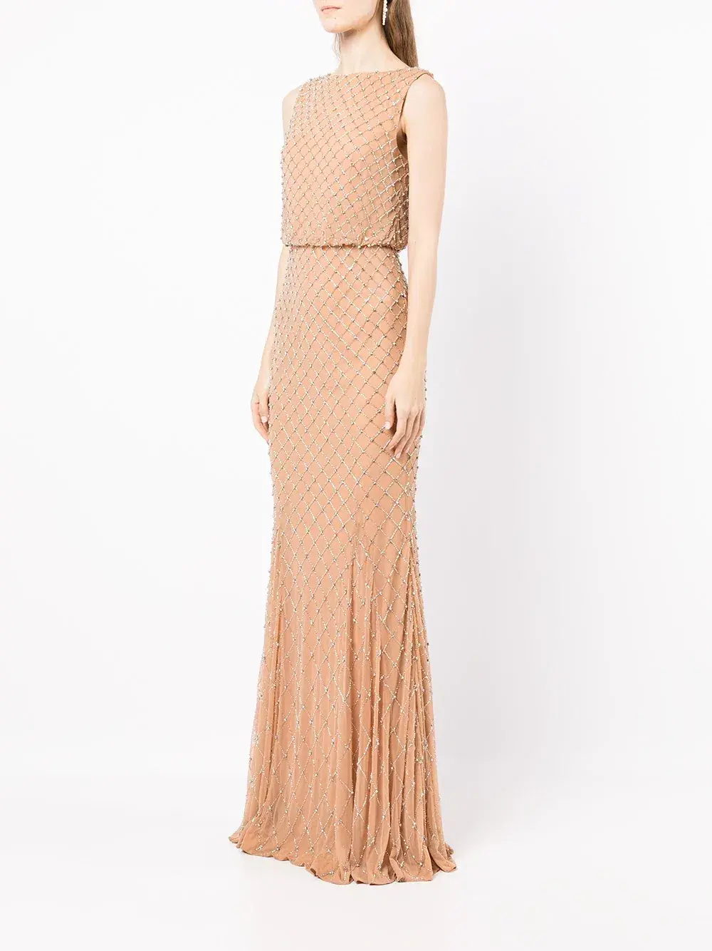 Rachel Gilbert Ada Gown Crystal-embellished Beige Size AU 12 - Image 2