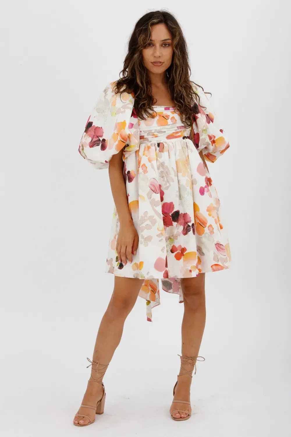 AJE Dassia Puff Sleeve Mini Dress Floral Print Size 10 - Image 2