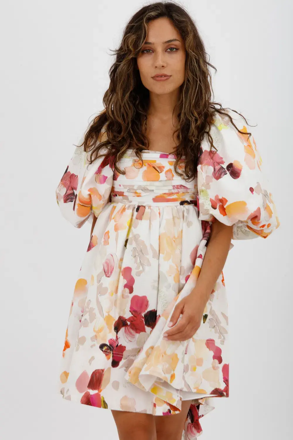 AJE Dassia Puff Sleeve Mini Dress Floral Print Size 10 - Image 8