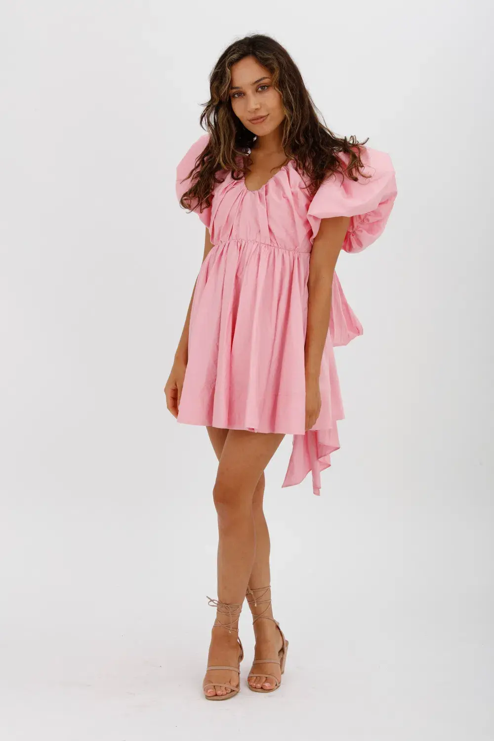 Aje Gretta Bow Back Mini Dress Ballet Pink Size 10  for rent on The Volte - main image