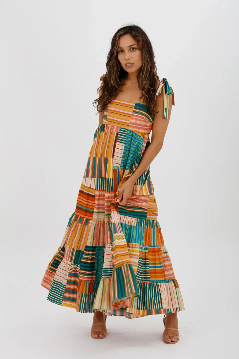 Alemais  Sloane Tiered Midi Dress Multi Size 10 - Image 4