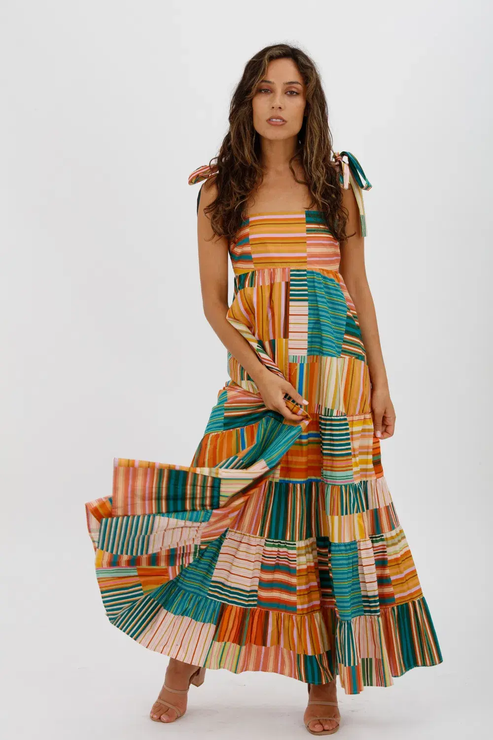 Alemais  Sloane Tiered Midi Dress Multi Size 10 - Image 3