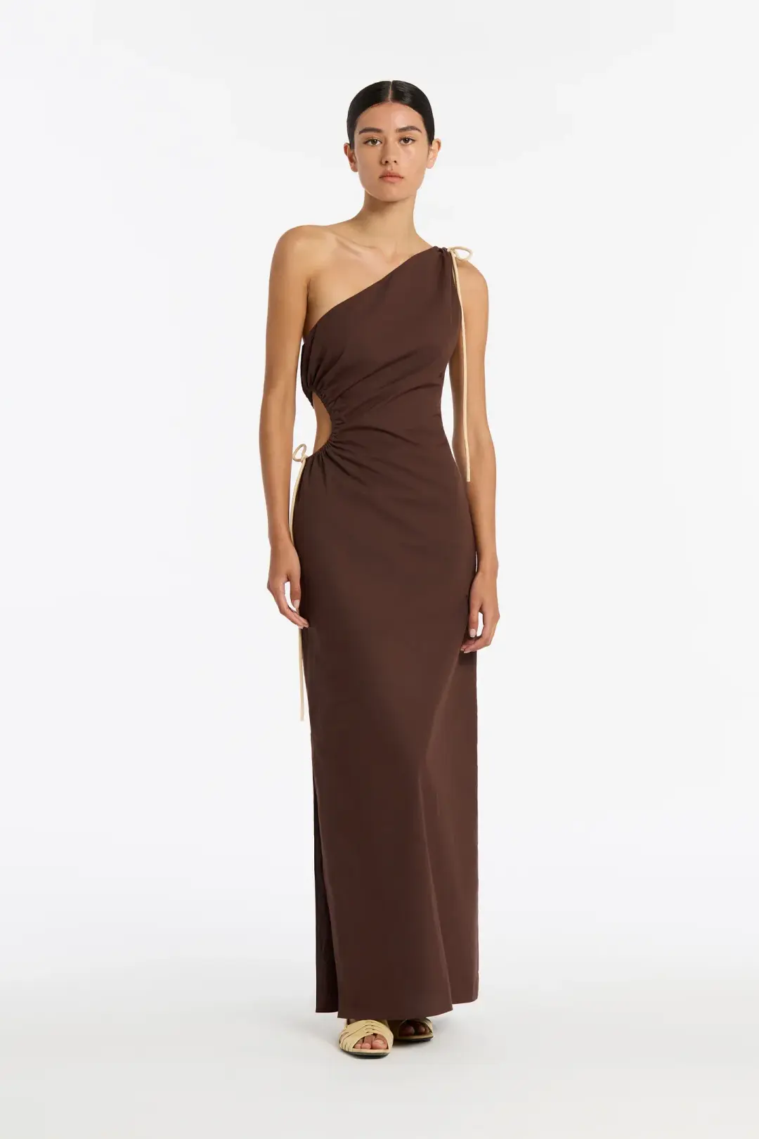 Sir the Label Jeanne One Shoulder Midi Dress Brown Size 1 /Au 8 for rent on The Volte - main image