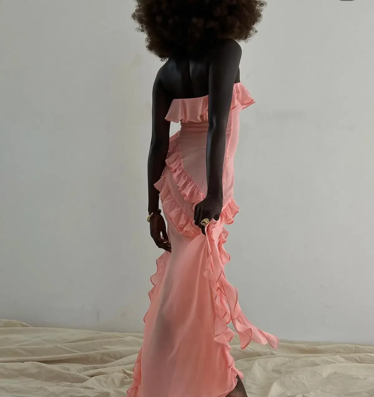 House of CB Sarina Ruffle Maxi Dress in Apricot Size 8 - Image 2