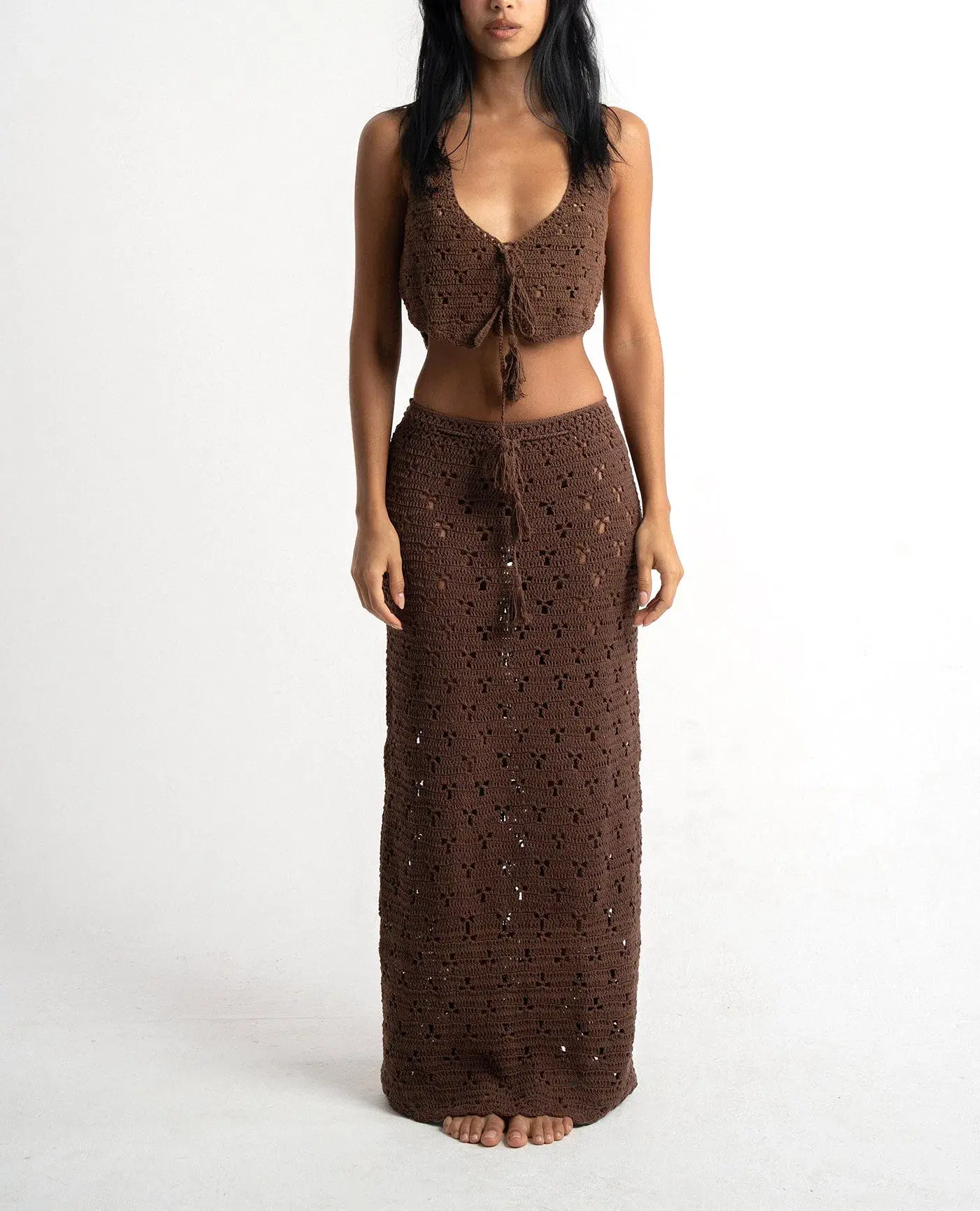 Isabelle Quinn Hazel Crop and Maxi Skirt Set Brown Size 8 - Image 1