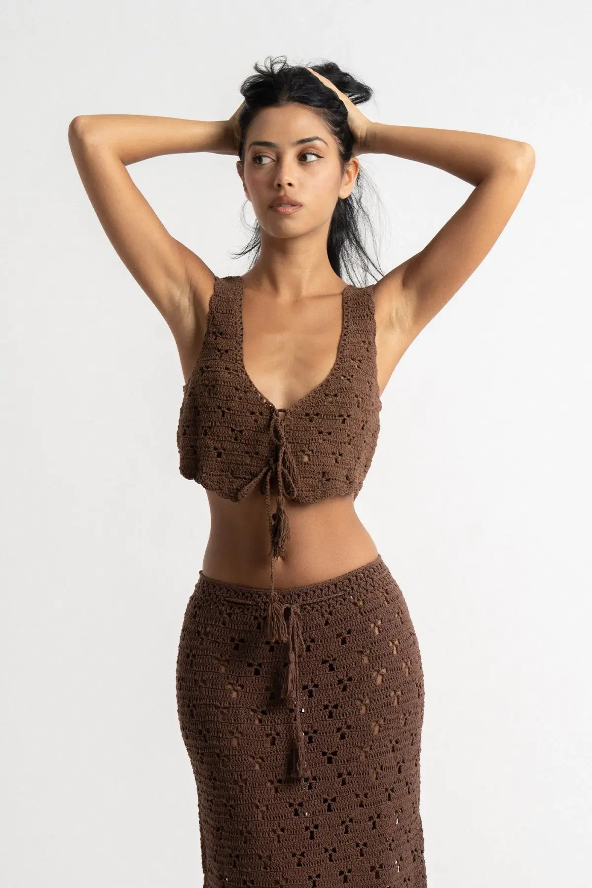 Isabelle Quinn Hazel Crop and Maxi Skirt Set Brown Size 8 - Image 2
