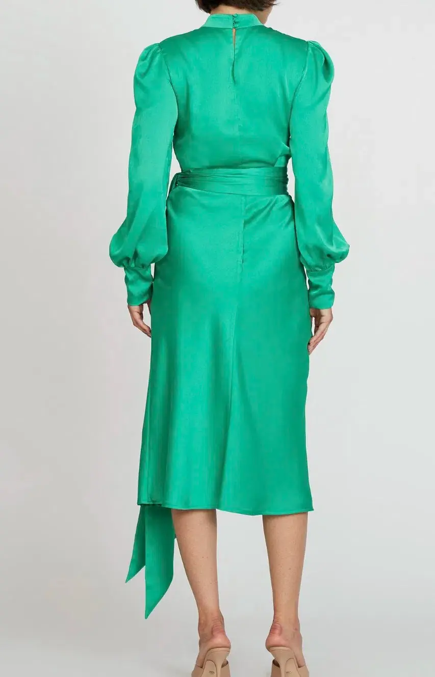By Johnny Camellia Slice Midi Dress Green Size 10 for rent on The Volte - main image