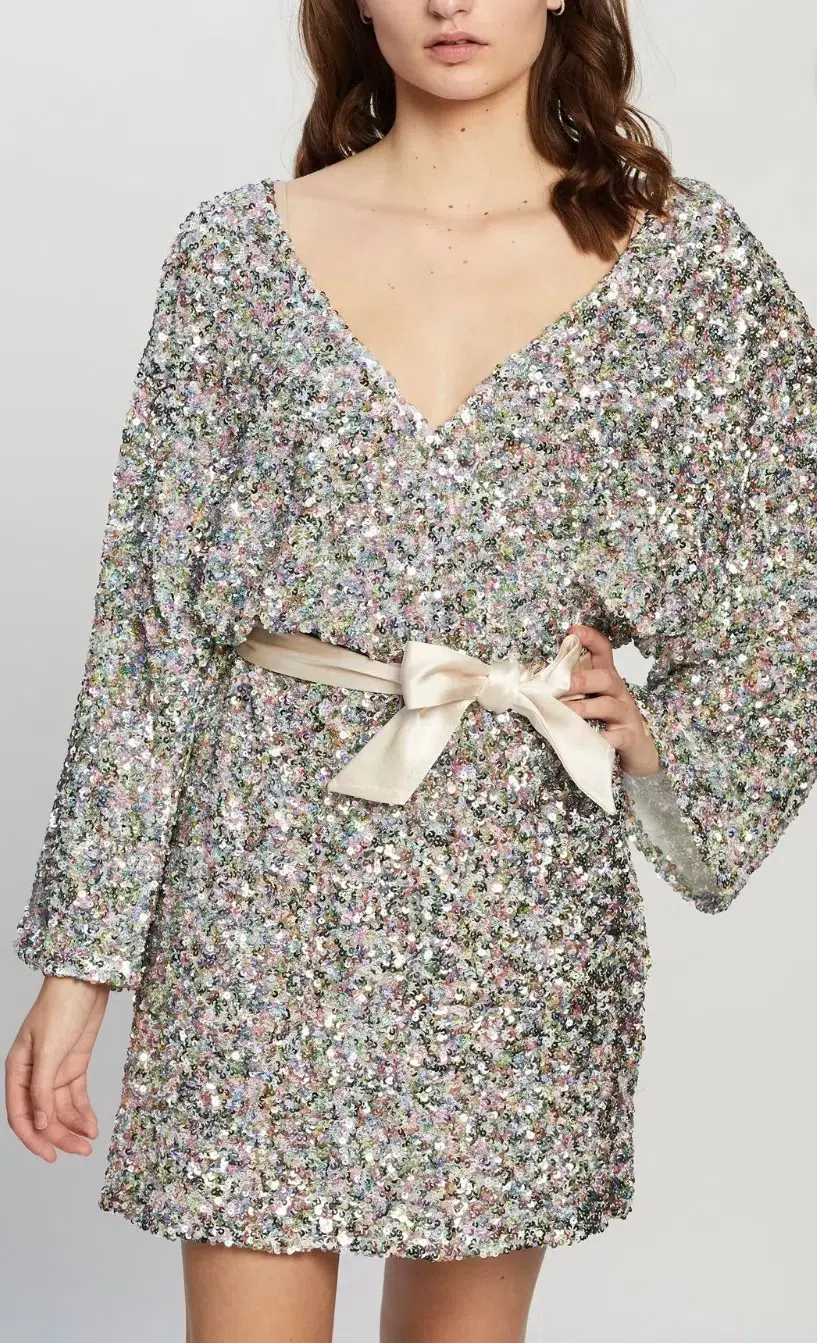 Winona Mingle Long Sleeve Mini Dress Sequin Size XS / Au 6 - Image 2