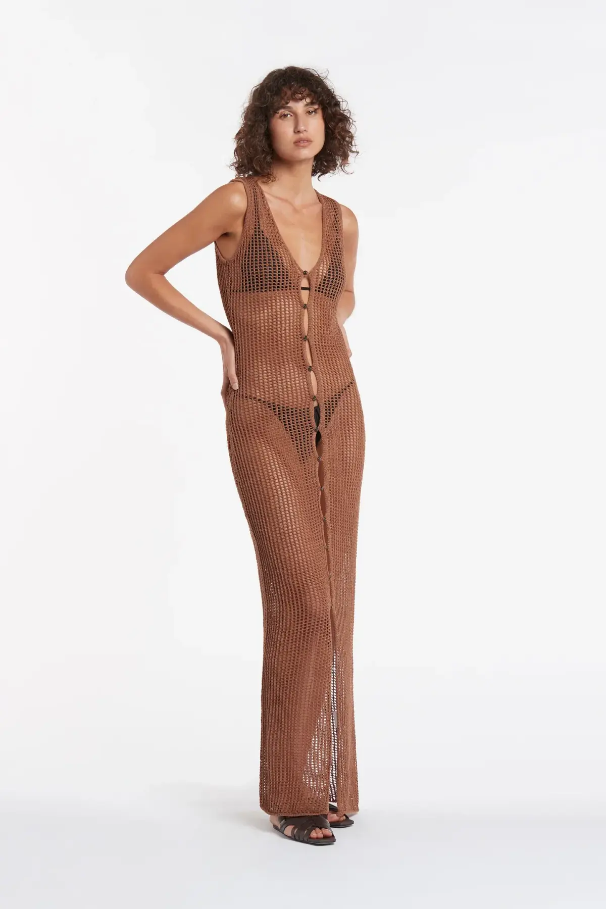 Sir the Label Dulcie Longline Button Up Dress Chocolat Size 1 / AU 8 - Image 1