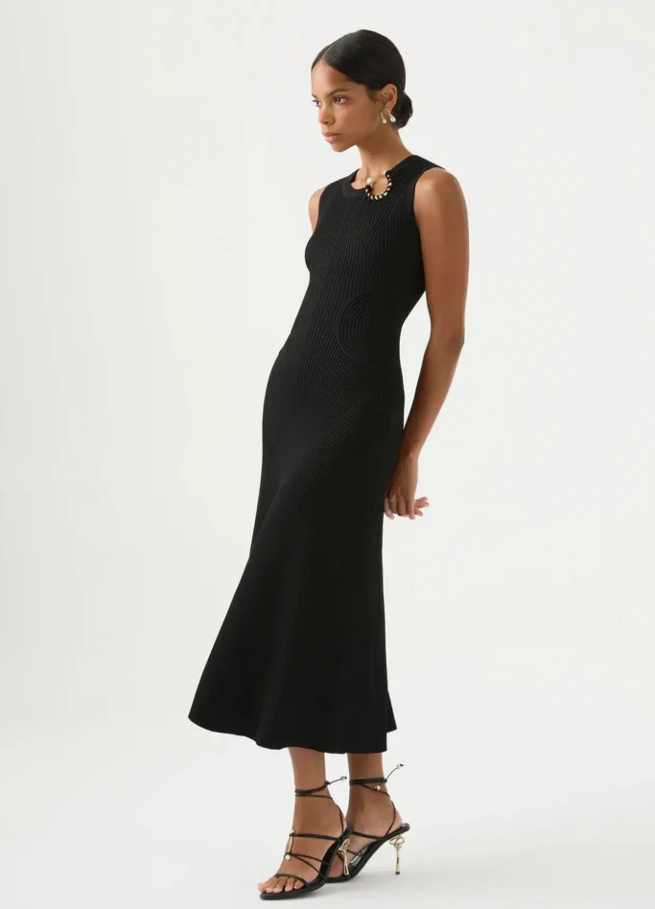 Aje Crescent Knit Midi Dress Black Size 10 / M - Image 3