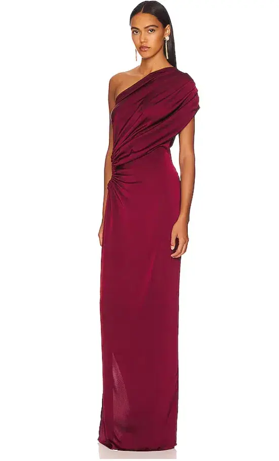 Andrea Iyamah x Revolve Aylo One Shoulder Dress Oxblood Size S / Au 8 for rent on The Volte - main image