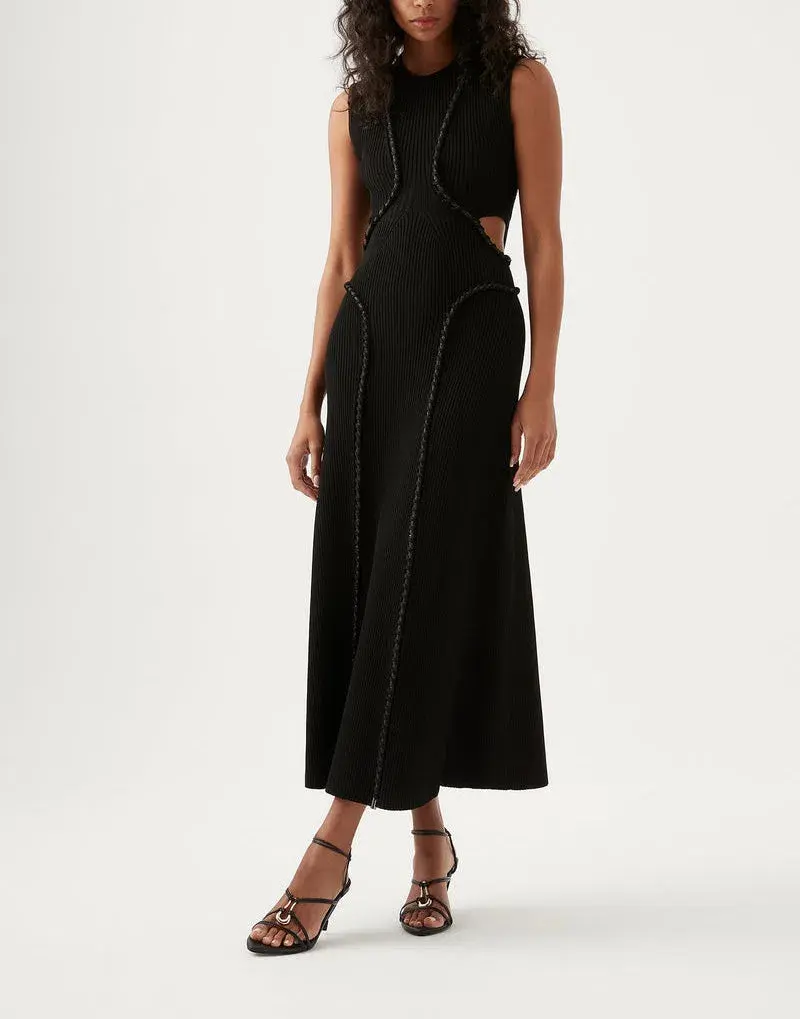 Aje Arp Cut Out Knit Midi Dress Black Size S / Au 8 - Image 1