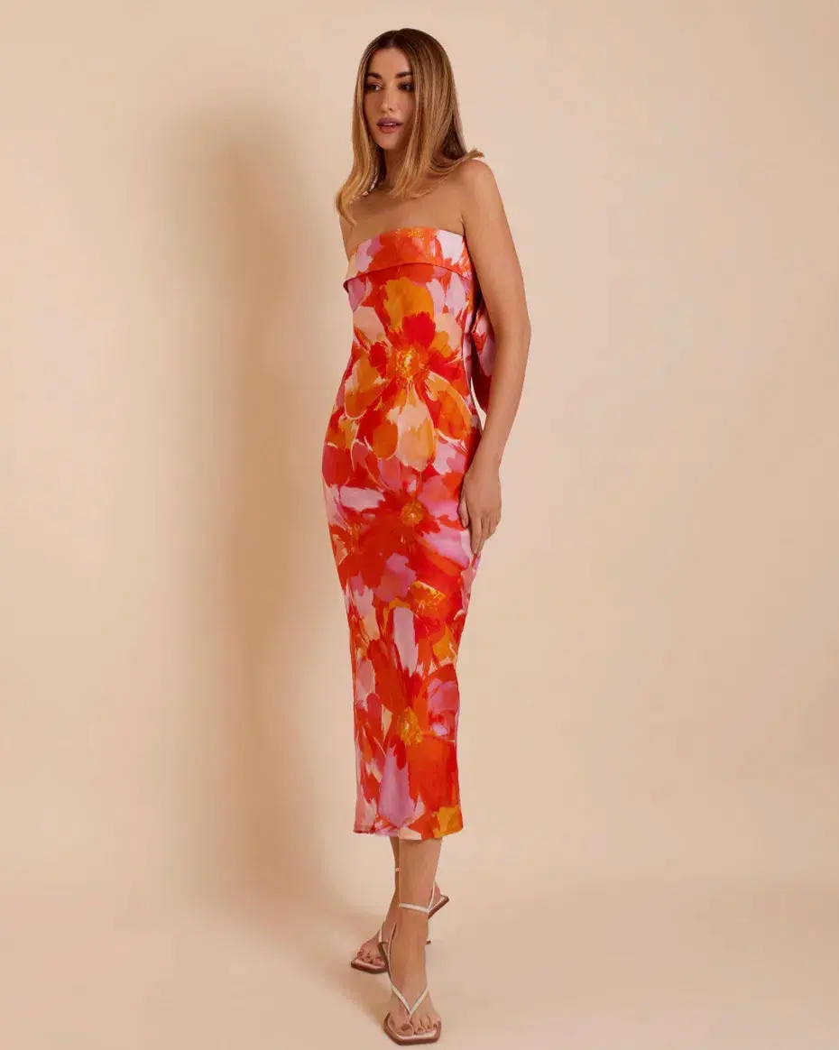 Lover Annika Bow Slip Midi Dress Floral Size 14 - Image 1