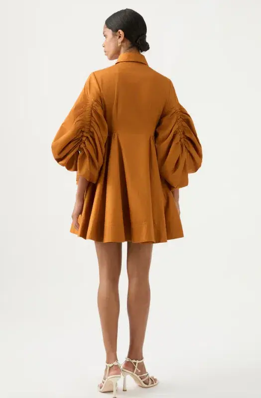 Aje Utopia Drawstring Mini Dress Chestnut Brown Size 8 / S - Image 3