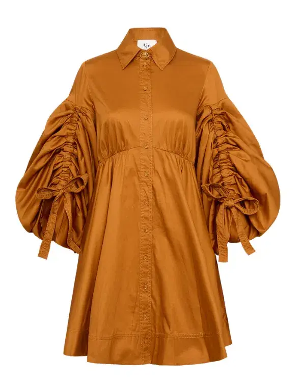 Aje Utopia Drawstring Mini Dress Chestnut Brown Size 8 / S - Image 4