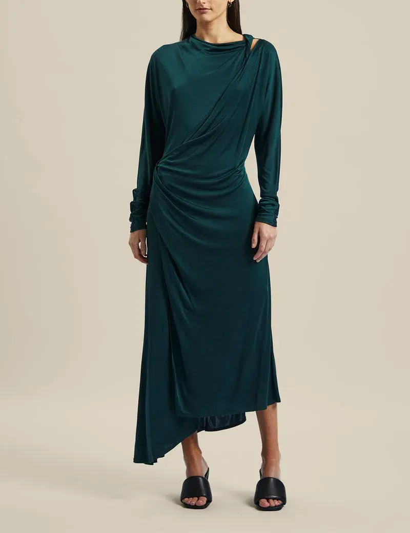 Ginger & Smart Coalesce Twist Front Dress Forest Green Size XS / Au 6 - Image 1
