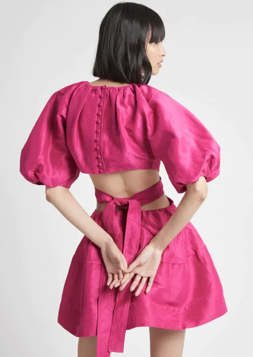Aje Psychedelia Cut Out Mini Dress Fuchsia Size AU 12 - Image 3
