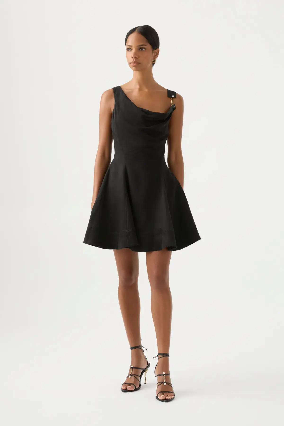 Aje Liberty Asymmetric Mini Dress Black Size AU 6 - Image 1