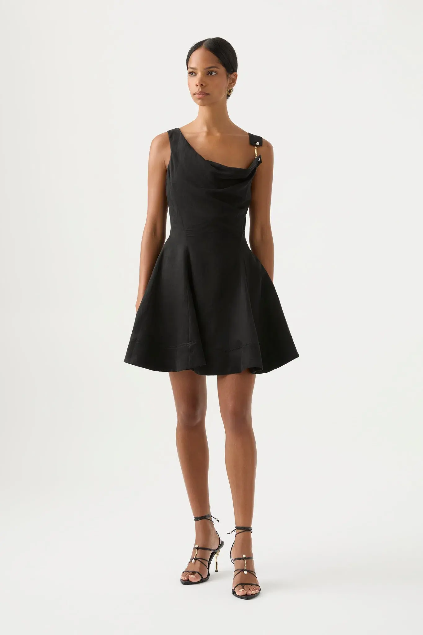 Aje Liberty Asymmetric Mini Dress Black Size AU 6 - Image 1