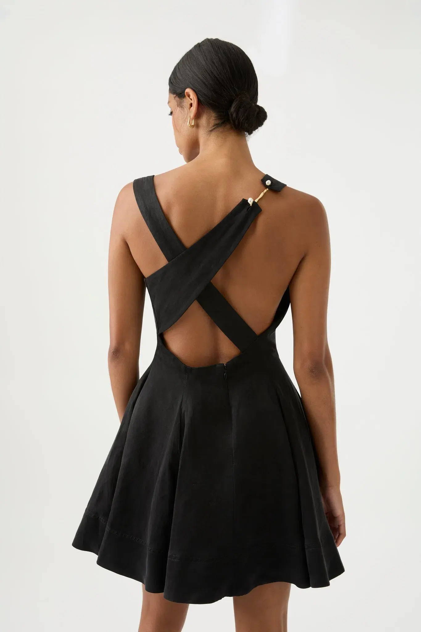 Aje Liberty Asymmetric Mini Dress Black Size AU 6 - Image 2