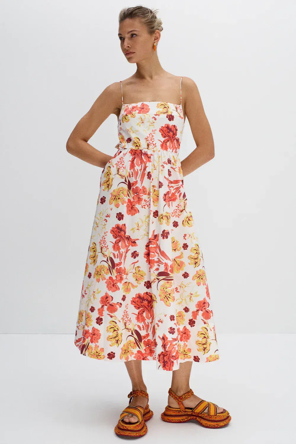 Shona Joy Kalani Low Back Midi Dress Multi Size AU 6  - Image 4